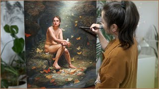 My biggest artwork ever! 🦋 OIL PAINTING TIMELAPSE