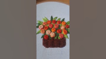 Thêu tay giỏ hoa bằng chỉ loang màu #embroidery #theutay  #handembroidery