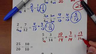 GED Math Lesson 11:  Adding and Subtracting Fractions with DIFFERENT DENOMINATORS