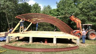 Arched Cabin Build - LIFTING THE CABIN WALLS! | Tiny House