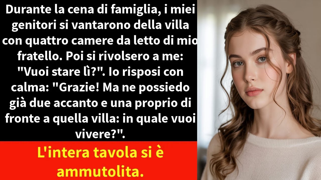 Durante la cena di famiglia, i miei genitori si vantarono della villa con quattro camere da letto di
