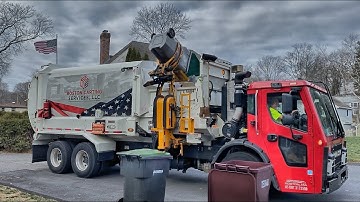 Boston Carting Mack LR Labrie Automizer on Heavy Post Christmas Recycle