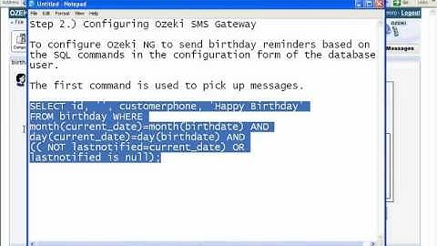 Setup SMS Birthday greeting service with MySQL - step 2