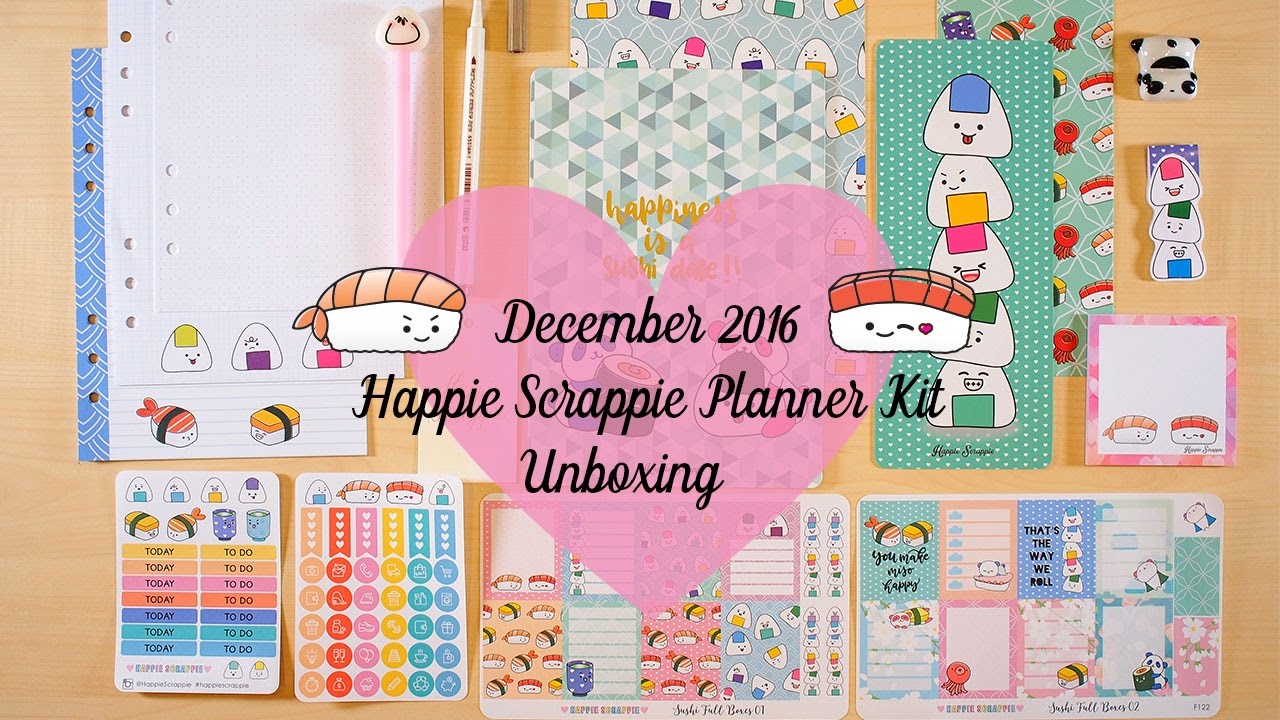 2016 December Happie Scrappie Planner Kit Unboxing! [Yummy Sushi!]