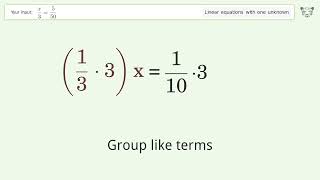 Solve x/3=5/50: Linear Equation Video Solution | Tiger Algebra