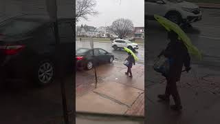 Person Walking With a Stick Bumps Into a Stopped Vehicle