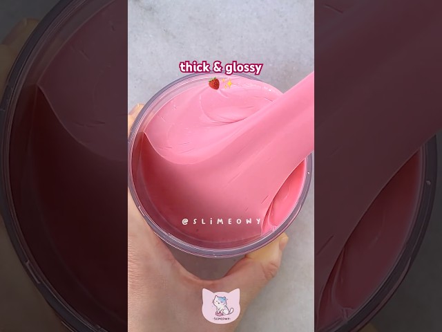 thick & glossy slime asmr 🍓 strawberry lemonade boba!