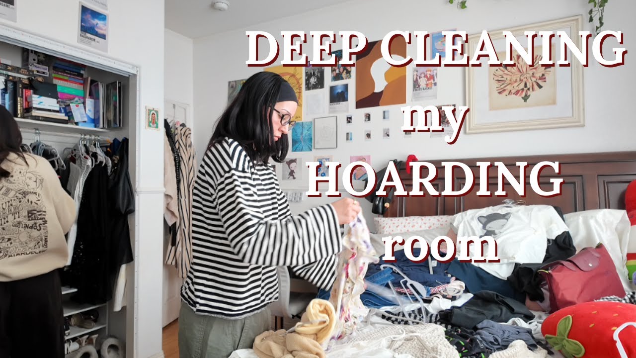 DEEP CLEANING my HOARDING room *yes I am a hoarder*