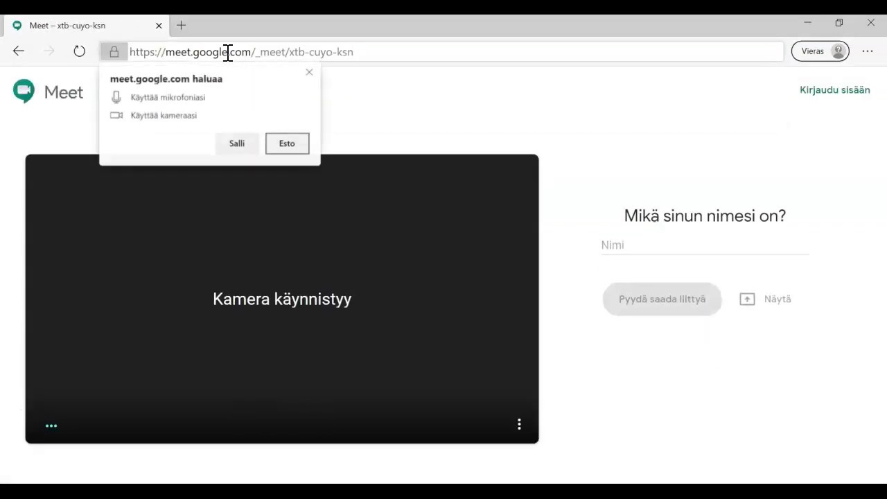 Google Meet - opiskelijan osallistuminen