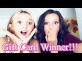 Gift Card Giveaway WINNER!!!!!