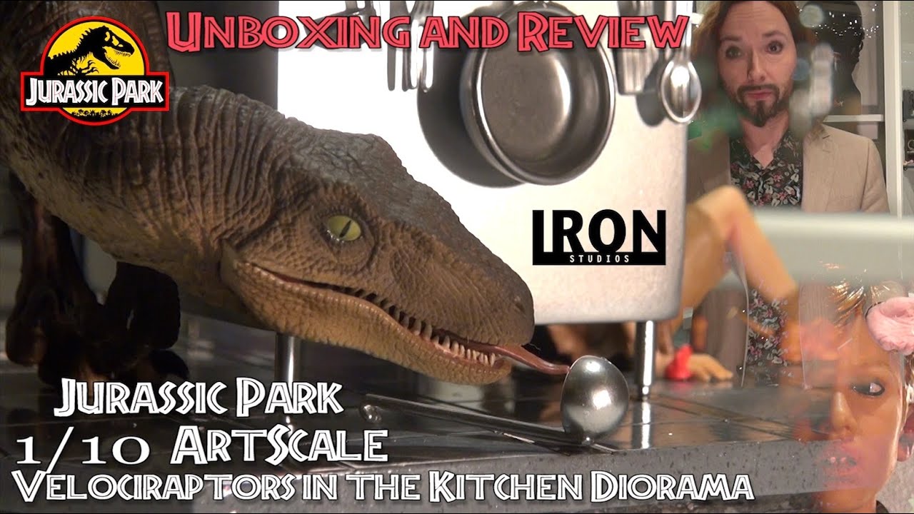 Jurassic Park Velociraptors In The Kitchen Diorama Unboxing Iron - roblox jurassic park kitchen raptors studio tour dinosaurs gaming video
