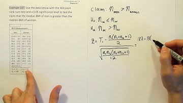 Performing a Wilcoxon Rank Sum Test in Nonparametric Statistics the Large Sample Case, Example 187
