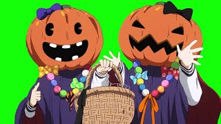 Anime Green Screen -【 Pumpkin Head Girls 】 Anime Girl - Halloween Scene 【 Hyouka 】 GB素材 Nro 91