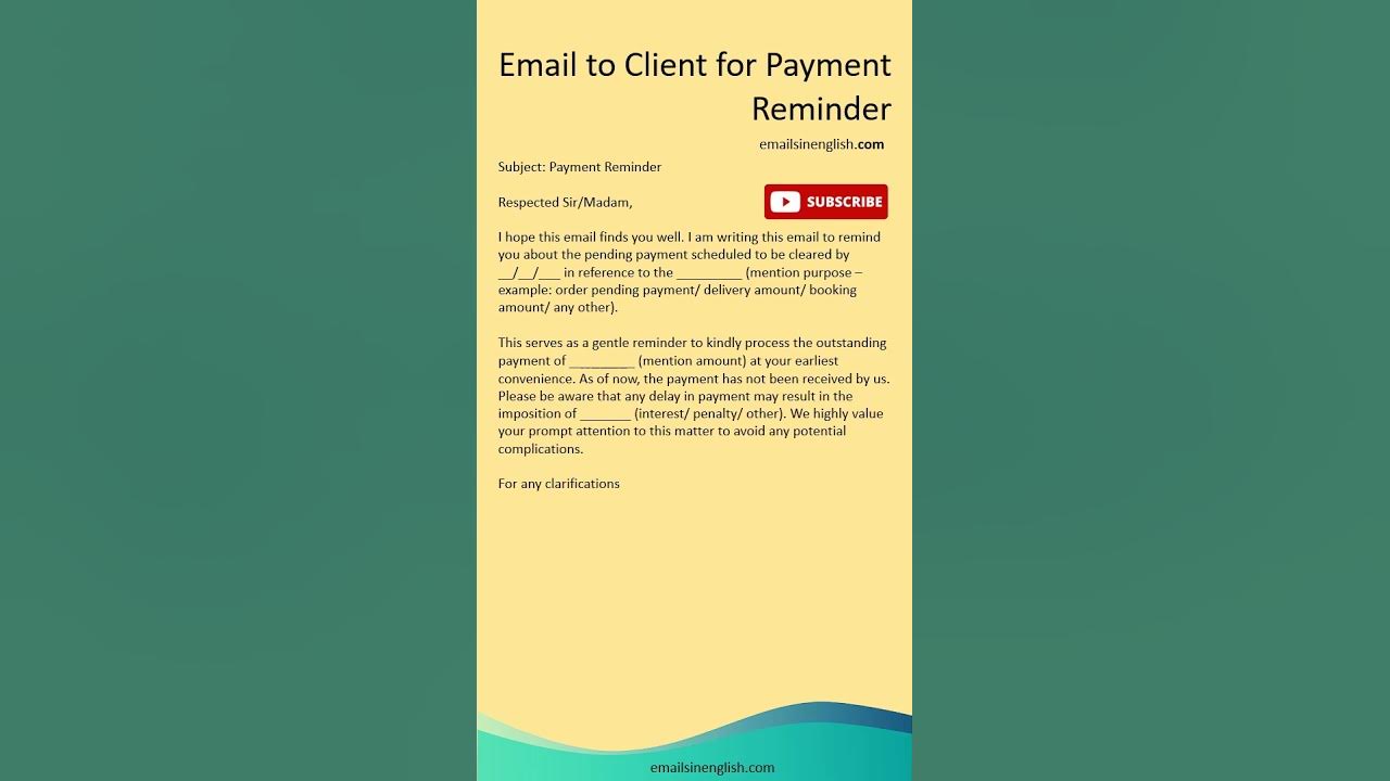 Email to Client for Payment Reminder Email to Remind About Due Payment YouTube