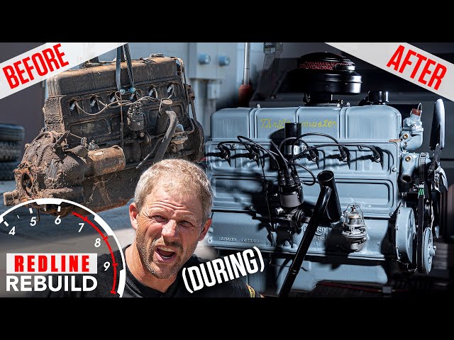Rusty to running: Chevy Stovebolt 6 engine rebuild time lapse | Redline Rebuild S3E5 class=