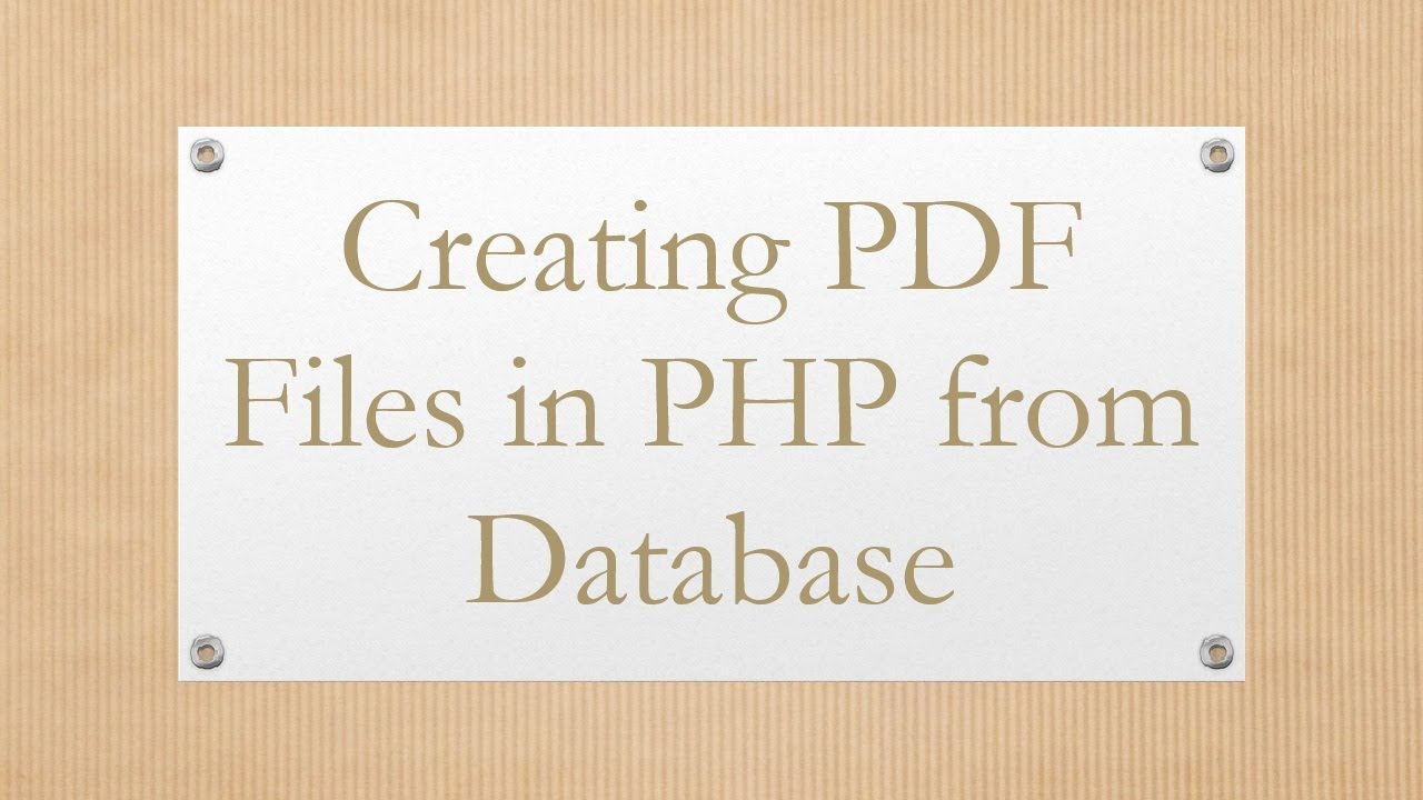 Creating PDF Files in PHP from Database