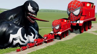 Big & Small Spider-Man the Train vs Venom | BeamNG.Drive