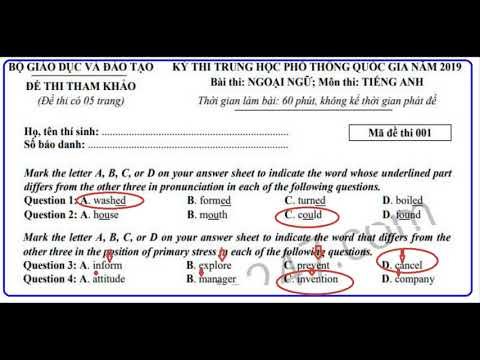 Hướng dẫn giải đề thi minh họa Môn Tiếng Anh THPT Quốc Gia 2019 - Mã đề 001 Phần 1