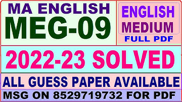 meg 09 solved assignment 2022-23 / meg 9 solved assignment / ignou ma english 2022-23