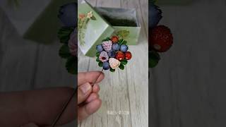 Berry paradise,  handmade brooch with raspberry, blueberry and strawberry