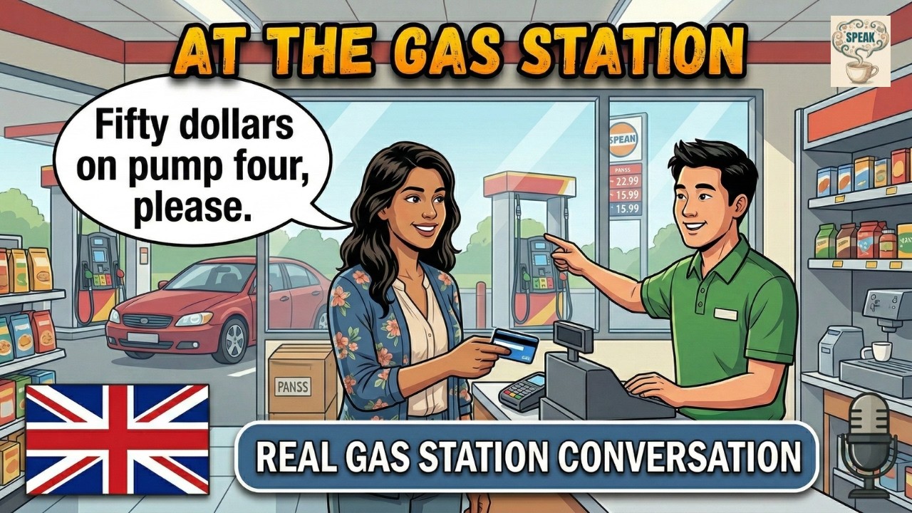 At the Gas Station | Pay for Gas in English | Real English Conversations