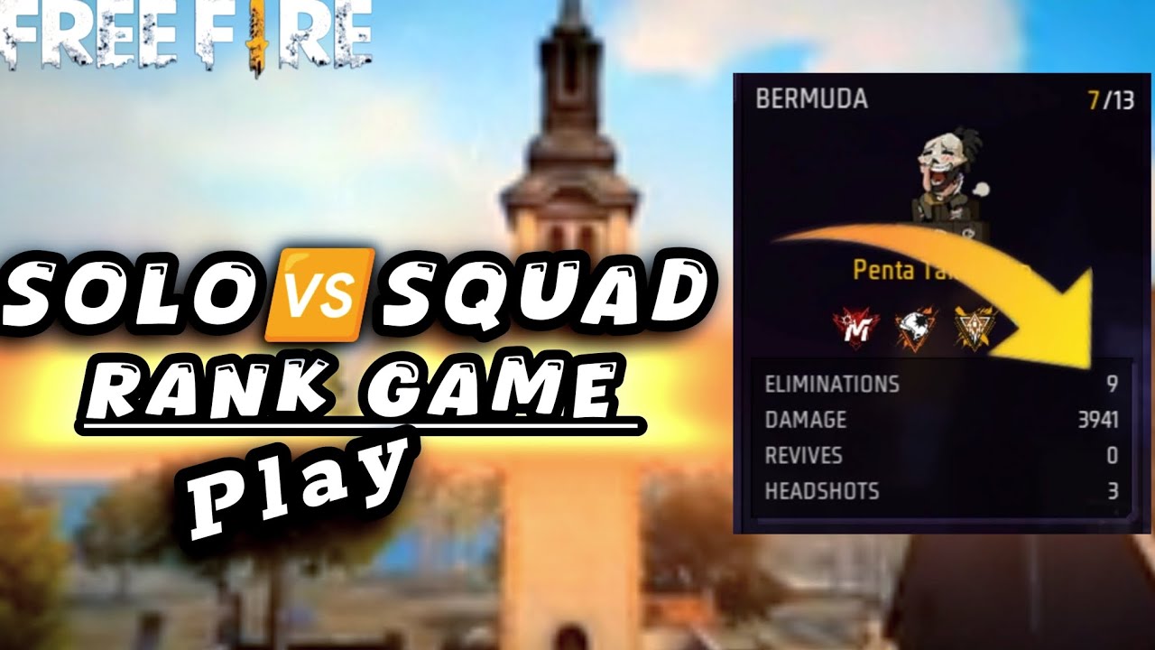 Solo 🆚 Squad Rank game play Garena free fire max - YouTube