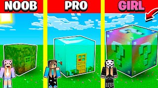 Minecraft Battle:INVISIBLE HOUSE GLASS AIR BASE BUILD CHALLENGE - NOOB vs PRO vs GIRL / Animation