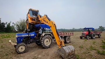 Mahindra yuvo 575di swaraj 744 FE loading bull backhoe loader | bull  tractor loading video ||