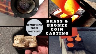 Brass & Bronze coin casting from Alloy Block and Old Crucible Freeze - 100% BRASS ALUMINIUM BRONZE