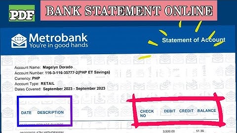 HOW TO GET METROBANK STATEMENT ONLINE
