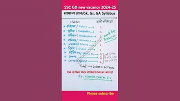 SSC GD Gk/Gs Syllabus 2025| SSC GD 2025 GK gs Syllabus|ssc gd new vacancy 2025 #shorts #shortfeed