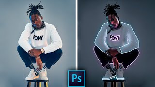 How to Create Glowing Lines on Portrait Photo - Easy Photoshop Tutorial