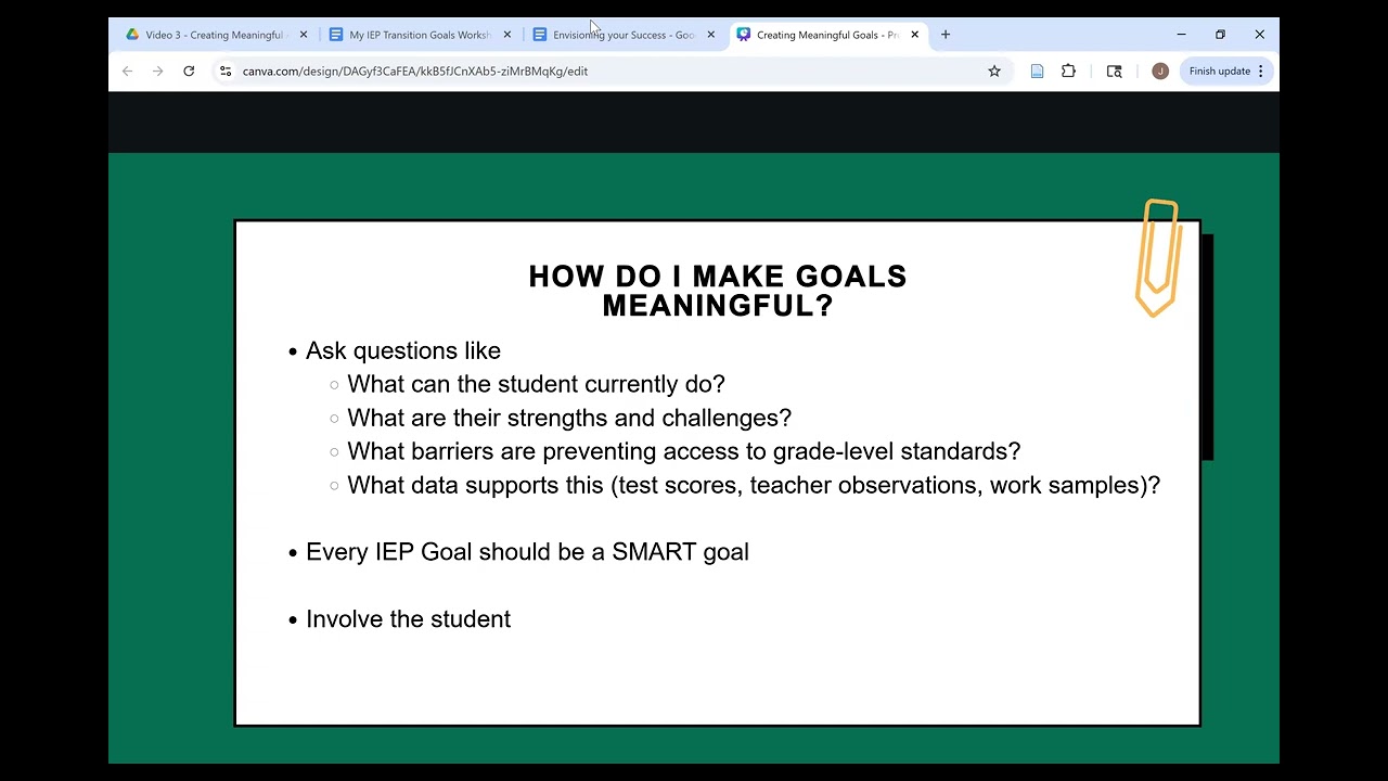 Video 3 creating meaningful goals