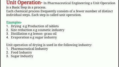 Unit operations and Unit Processes