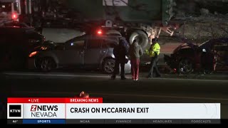 Crash with injuries closing lanes on I-80 west off ramp to West McCarran Boulevard