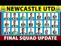New Castle United Final Squad Update 2025 || New Castle United Football Team