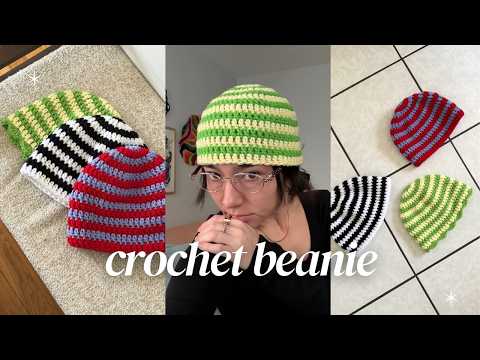 striped crochet beanie + cap tutorial ✮ 4-in-1 crochet  display picture 1