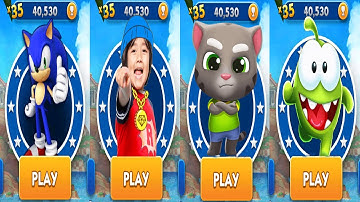 Sonic Dash vs Talking Tom Gold Run vs Om Nom Run vs Tag With Ryan - Android Gameplay