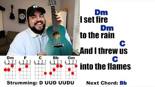 SET FIRE TO THE RAIN - Adele (Ukulele Play Along with Chords and Lyrics) Resimi