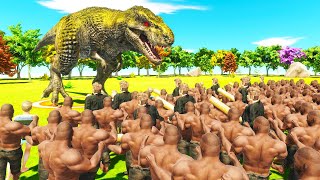 ¿Pueden +100 Humanos Acabar con 1 Tiranosaurio Rex??‍♂️?‍♂️?‍♂️ Animal Revolt Battle Simulator