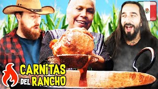 EXTRANJEROS probando CARNITAS DEL RANCHO ft. Vagaboom, Así se Cocina en el Rancho, Peluche Torres