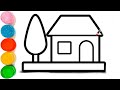 How To Draw Simple House Drawing | Easy House Drawing | Cute House Drawing