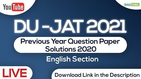 DU JAT 2021 - Previous Year Paper Solution - English section