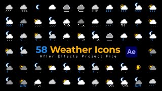 Weather Icons – 58 Pack – After Effects Project File