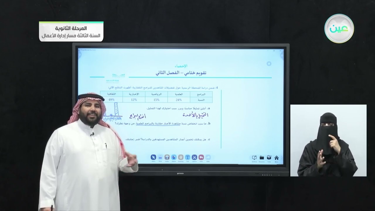 تقويم ختامي - الفصل الثاني - الإحصاء - المرحلة الثانوية – السنة الثالثة مسار إدارة الأعمال