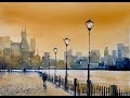 How To Paint A Simple Watercolour Semi Abstract Urban Cityscape, Watercolor Landscape Tutorial