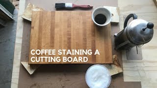 Finishing a cutting board with coffee and coconut oil