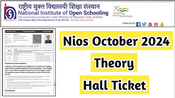 Nios October Theory Hall Ticket 2024 | Task Is Helping (NIOS) #nios #oct #hall #ticket