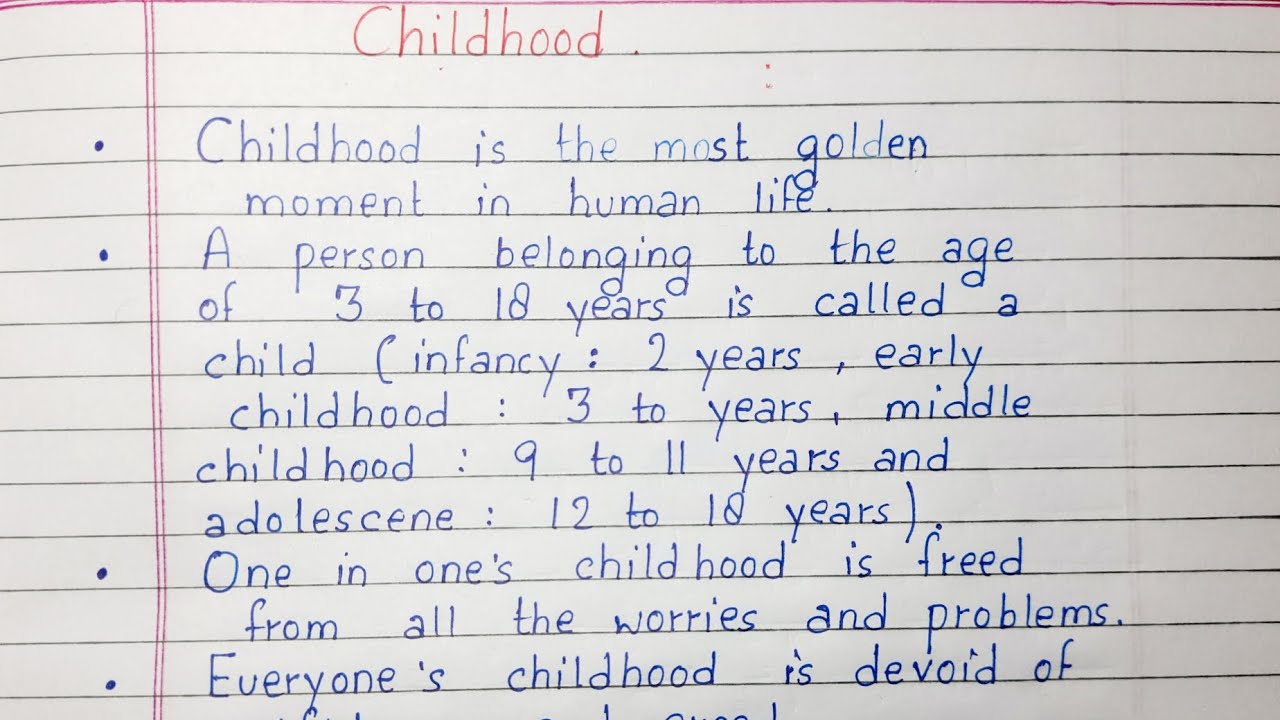 childhood essay 10 lines in english