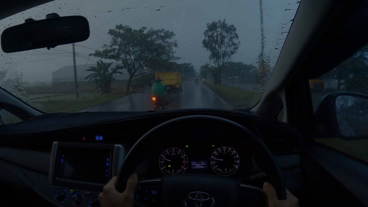 The sound of rain while driving in the afternoon relaxation for sleep ⛈ ...